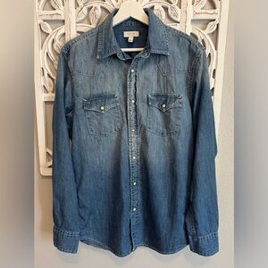 Men's‎ Western Denim Shirt with Pearl Snaps